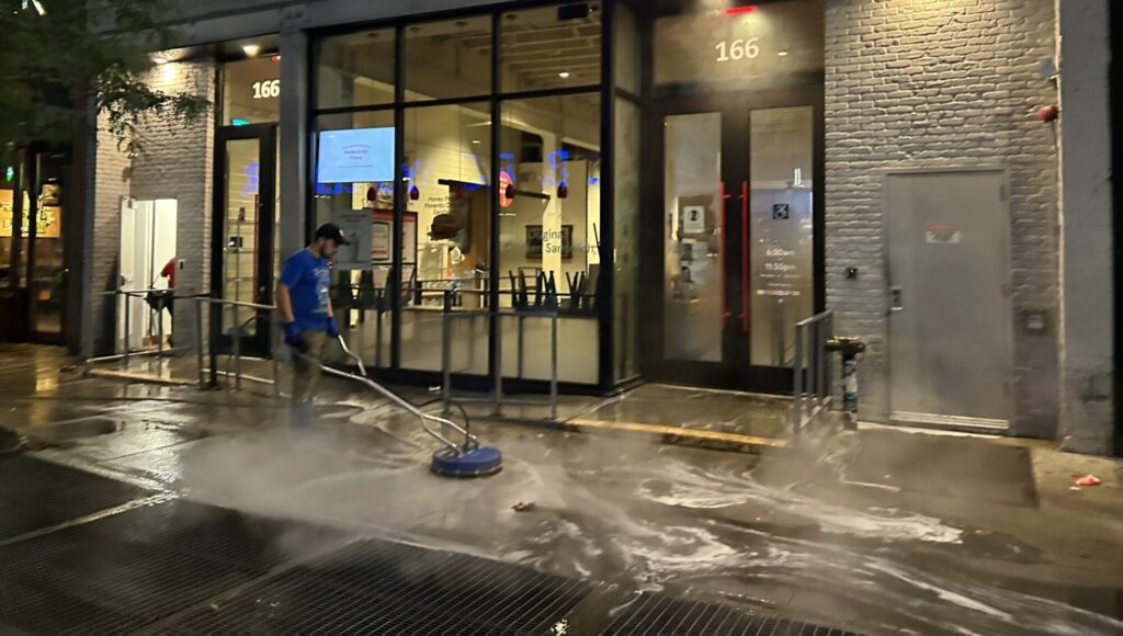 Storefront cleaning and pressure washing in New York City